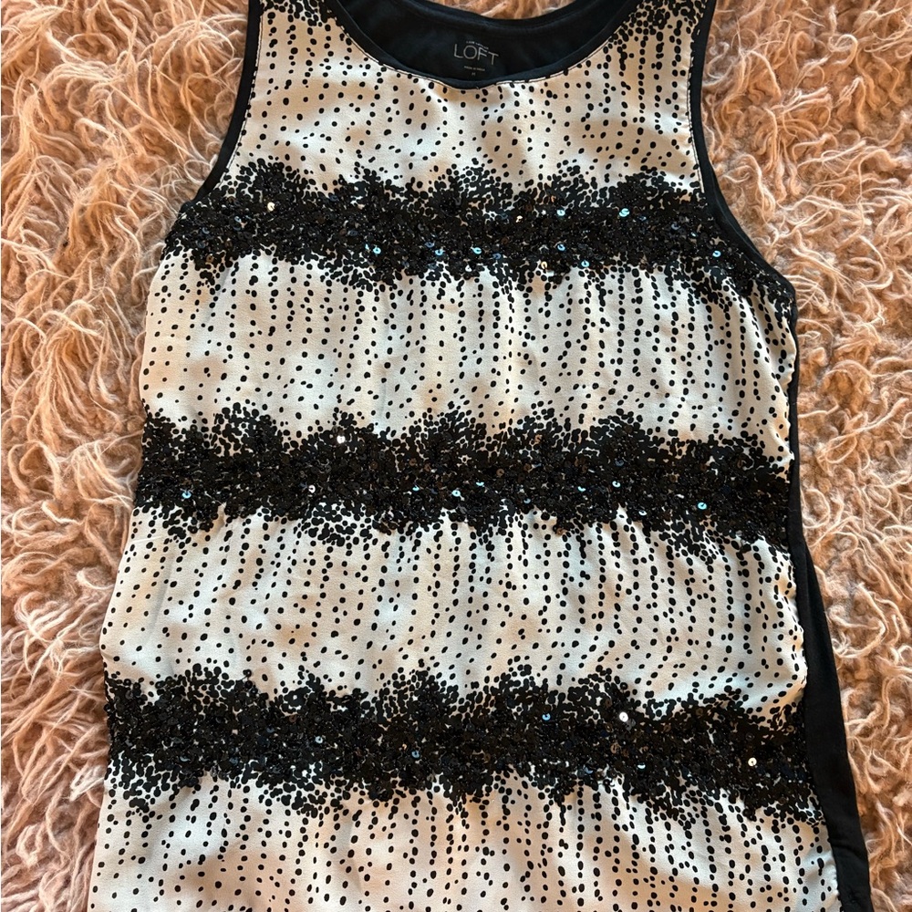 Black and White Sequin Sleeveless Top